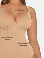 V-Neck Tummy Control Sculpt Bodysuit