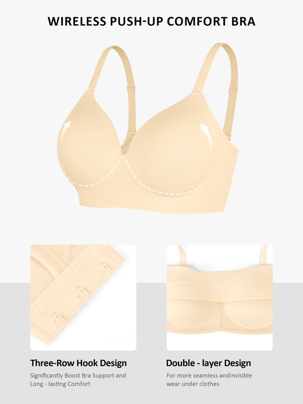 Wireless Push-Up Seamless Full Coverage Bra Bundle