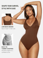 V-Neck Tummy Control Sculpt Bodysuit