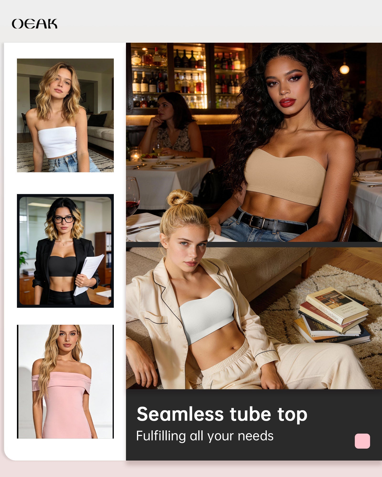 Wireless Strapless Bra Tube Top