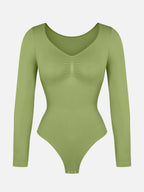 Seamless Long Sleeve Tummy Control Thong Bodysuit