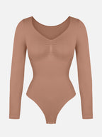 Seamless Long Sleeve Tummy Control Thong Bodysuit