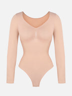 Seamless Long Sleeve Tummy Control Thong Bodysuit