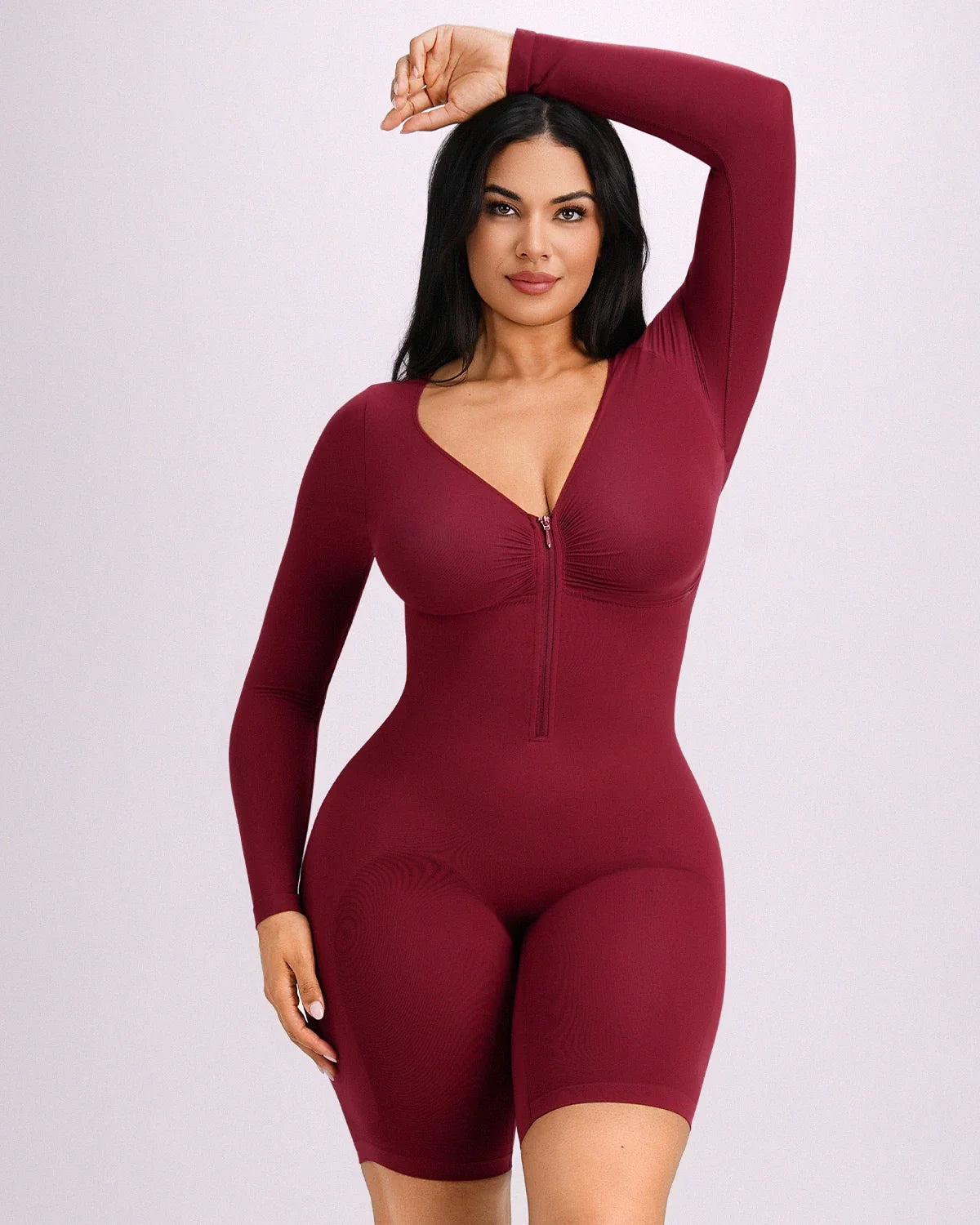 Bare Essentials™ Defineline™ Long Sleeve Zip-Front Bodysuit