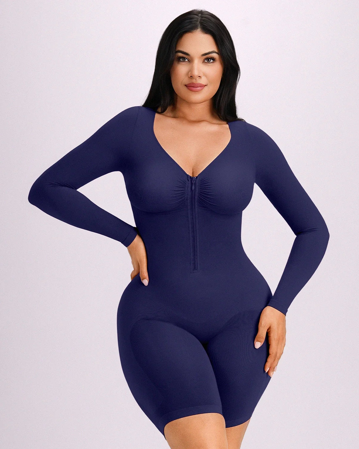 Bare Essentials™ Defineline™ Long Sleeve Zip-Front Bodysuit