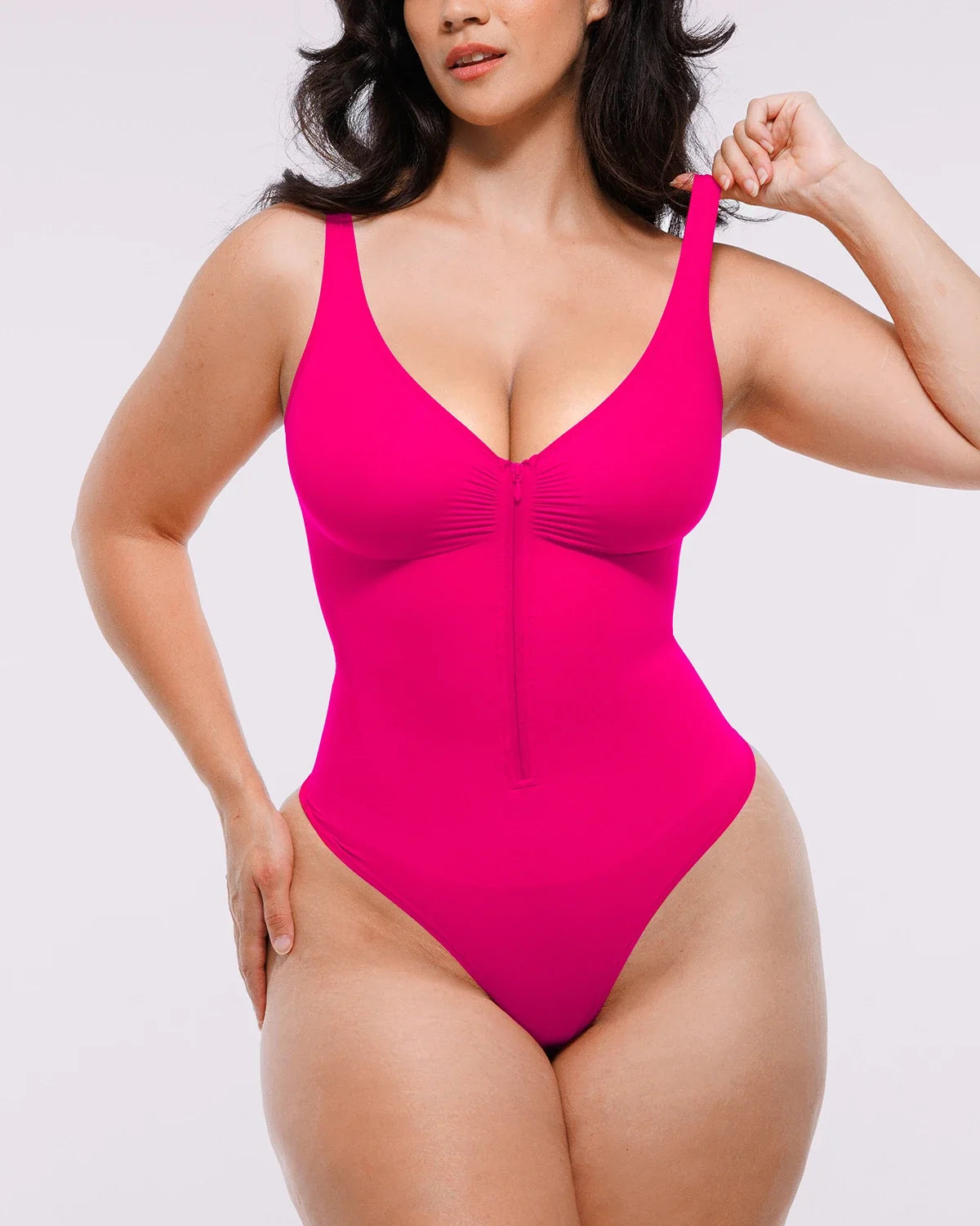 Bare Essentials™ Skin Flow Zipper Front Thong Bodysuit