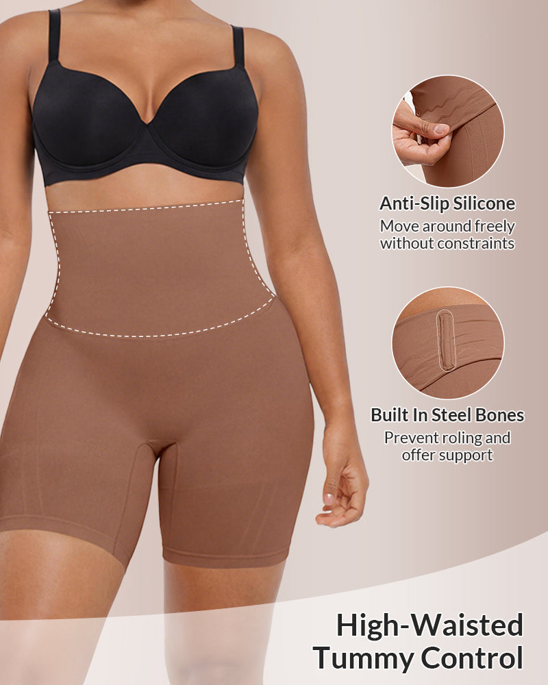 Velvibra™ High-Waisted Seamless Shapewear Shorts Tummy Control & Body Sculpting