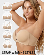 Convertible Strapless Front-Closure Push-Up Bra