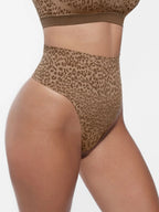 Mid-Waist Leopard Print Tummy Control Thong