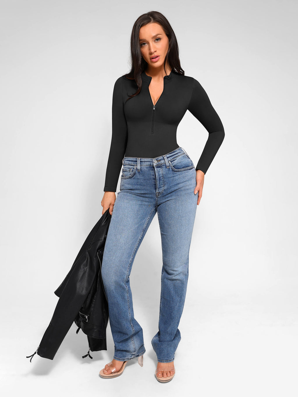 Long Sleeve Zipper Seamless Bodysuit