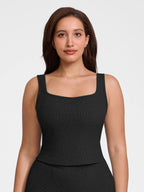 Ribbed Square-Neck Lounge Tank Top