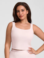 Ribbed Square-Neck Lounge Tank Top