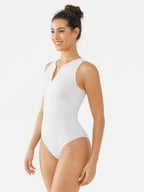 Crew Neck Invisible Zip Ribbed Seamless Bodysuit