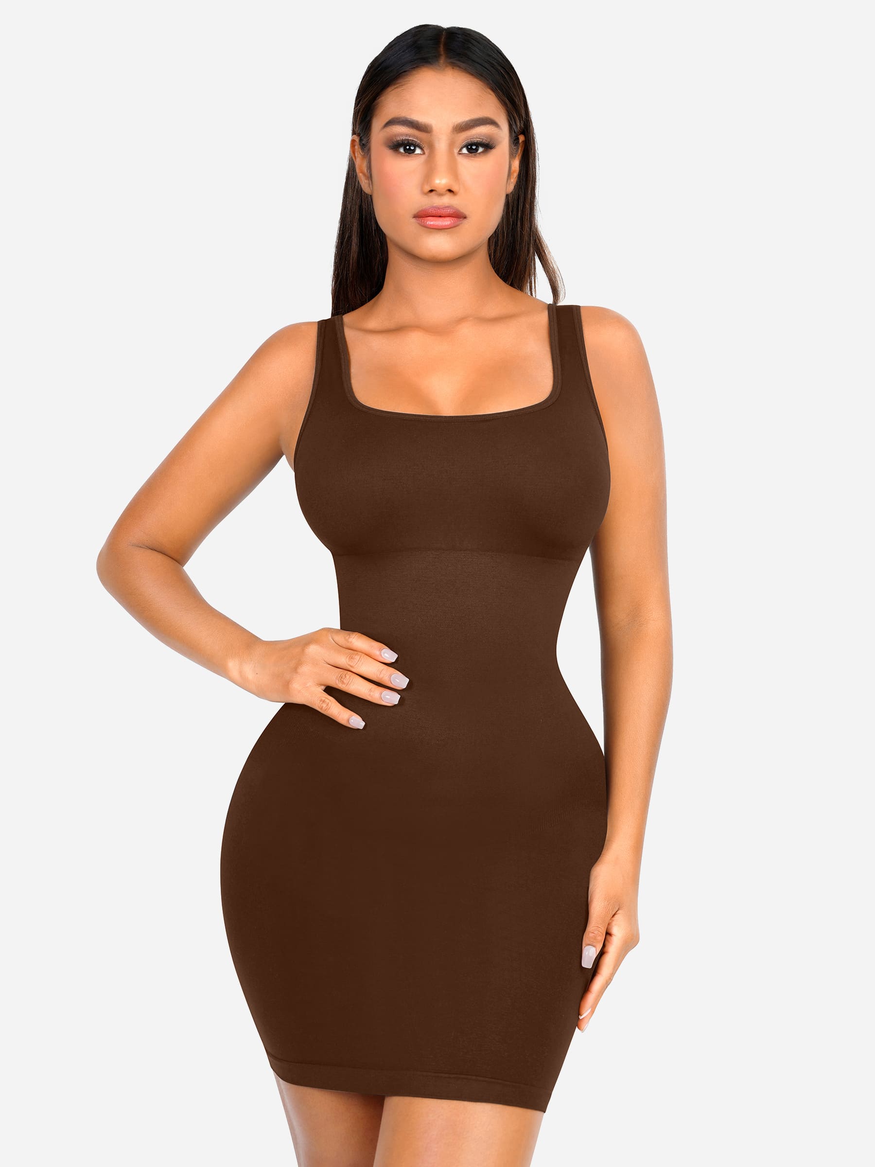 Tummy Control Square Neck Everyday Dress