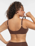 Adjustable-Strap Underwire Deep V-neck Bra