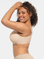 Adjustable-Strap Underwire Deep V-neck Bra