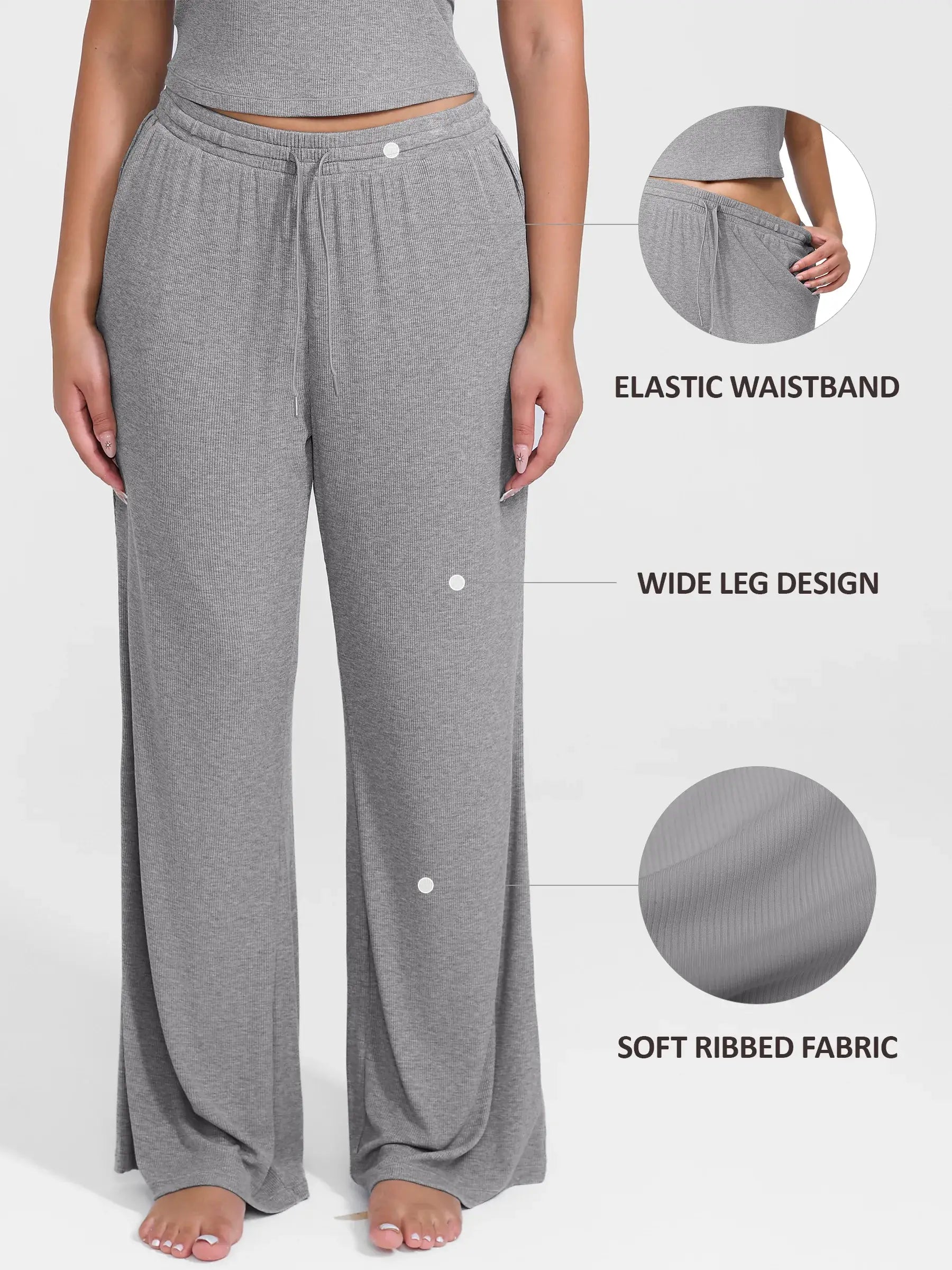 Ribbed Wide-Leg Soft Lounge Pants
