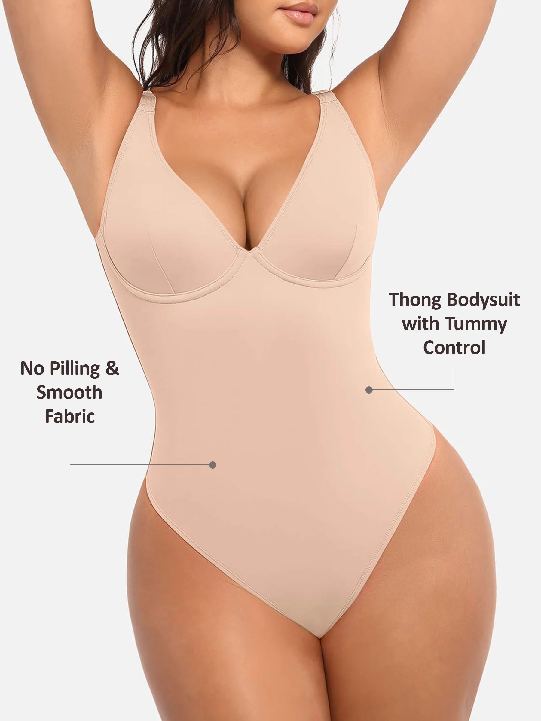 Velvibra V-Neck Tummy Control Bodysuit