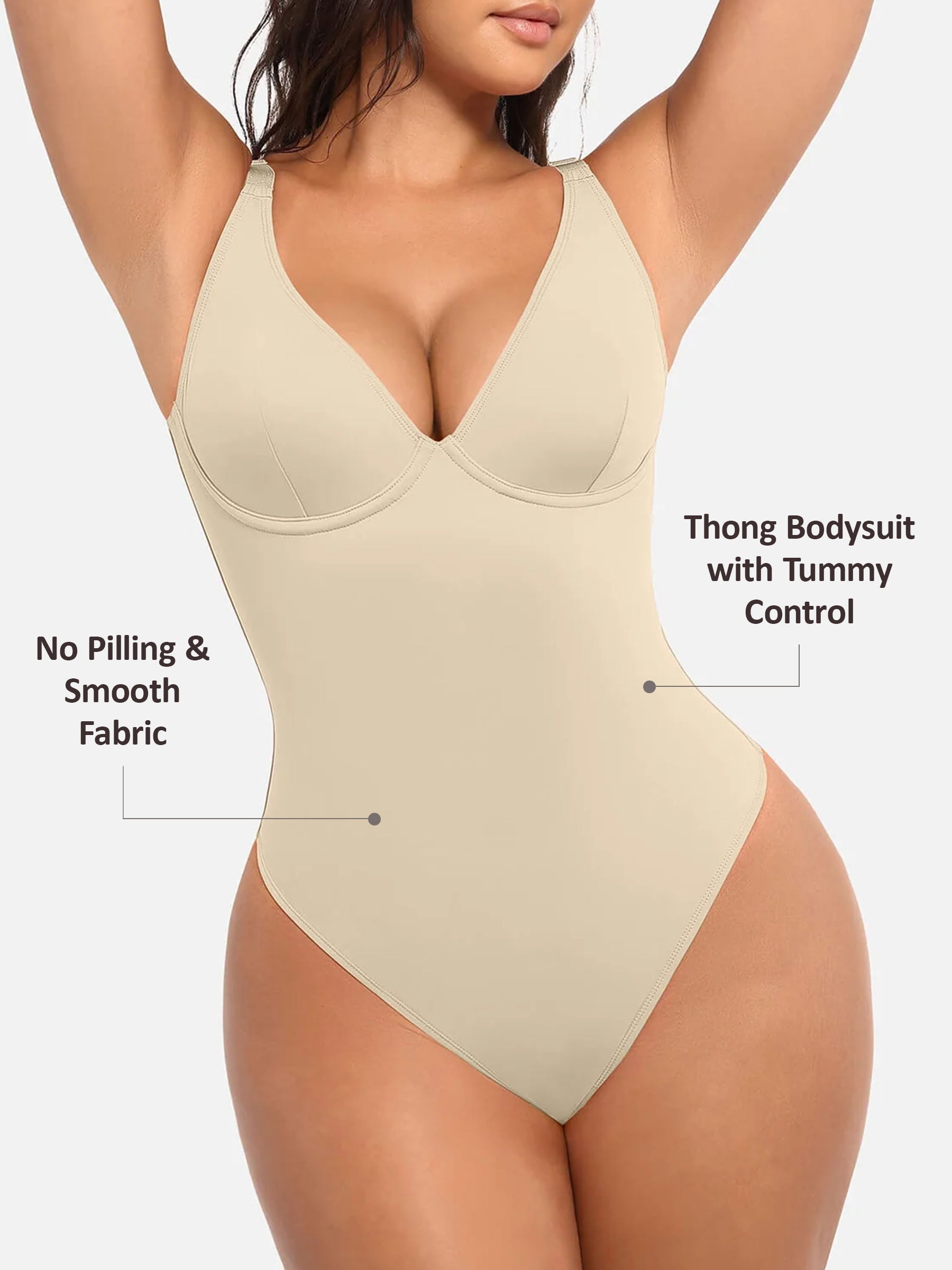 Velvibra V-Neck Tummy Control Bodysuit
