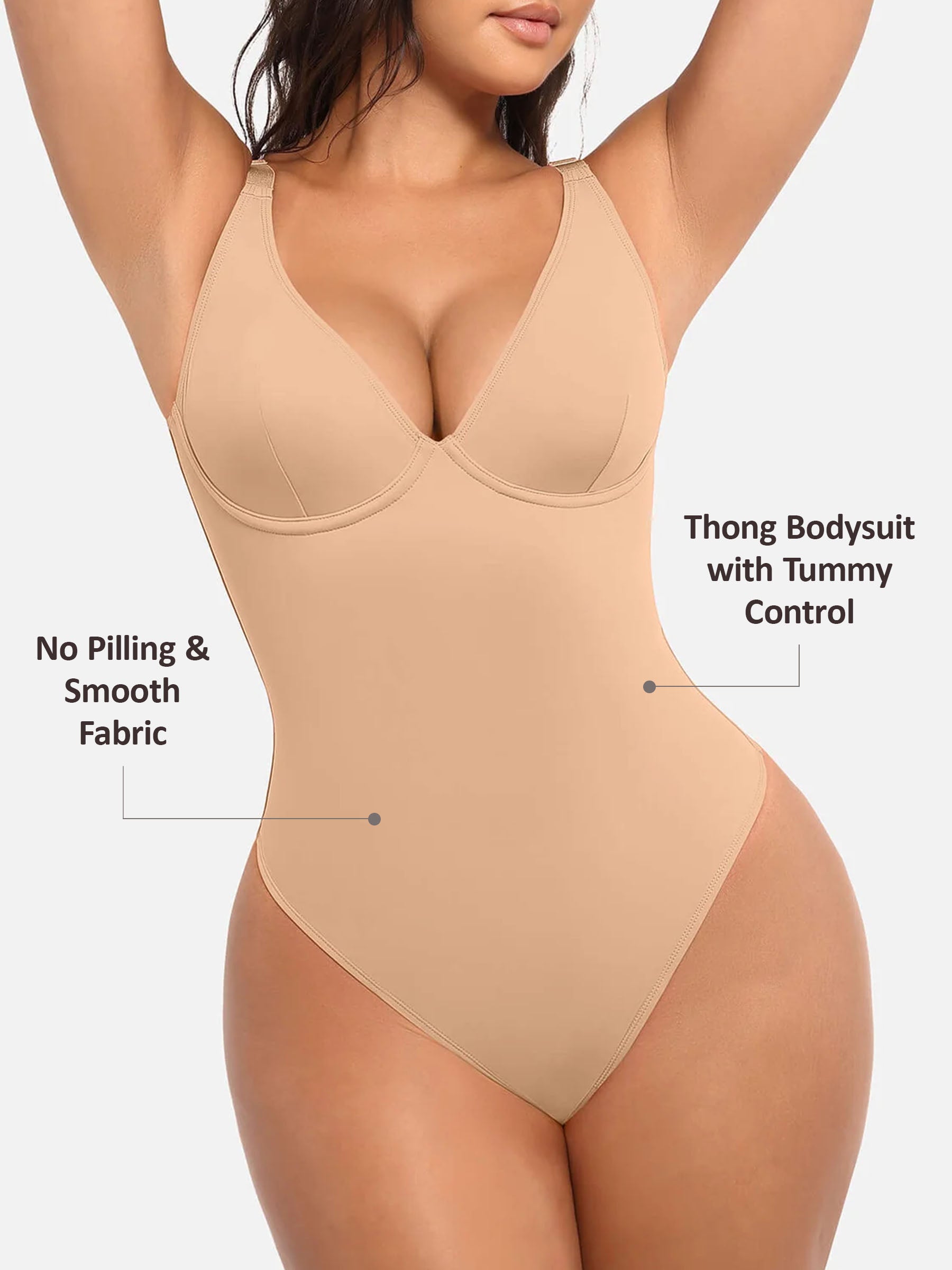Velvibra V-Neck Tummy Control Bodysuit