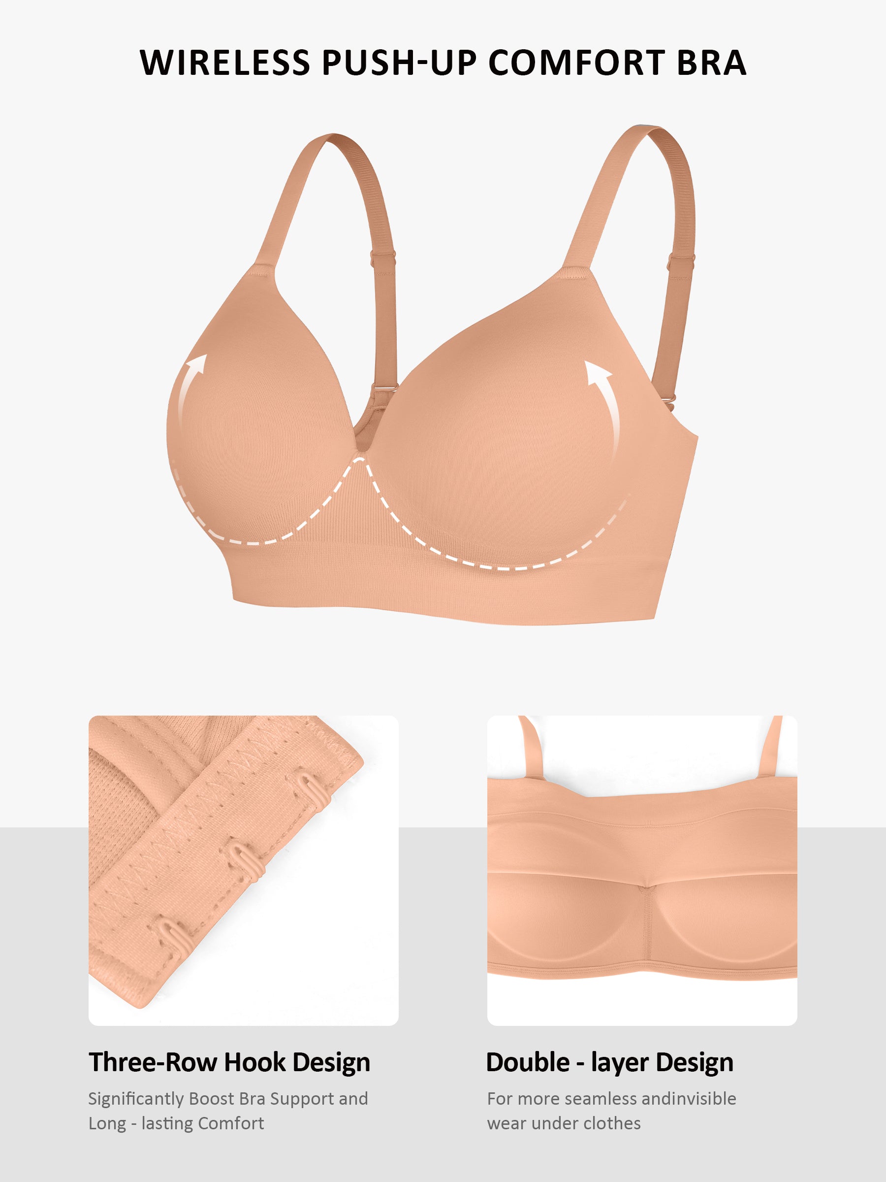 Wireless Push-Up Seamless Full Coverage Bra Bundle