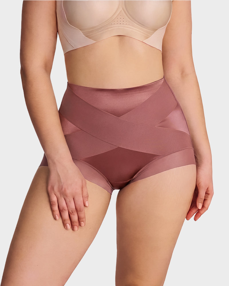High-Waist Cross Compression Shaping Panties （6 Pack）