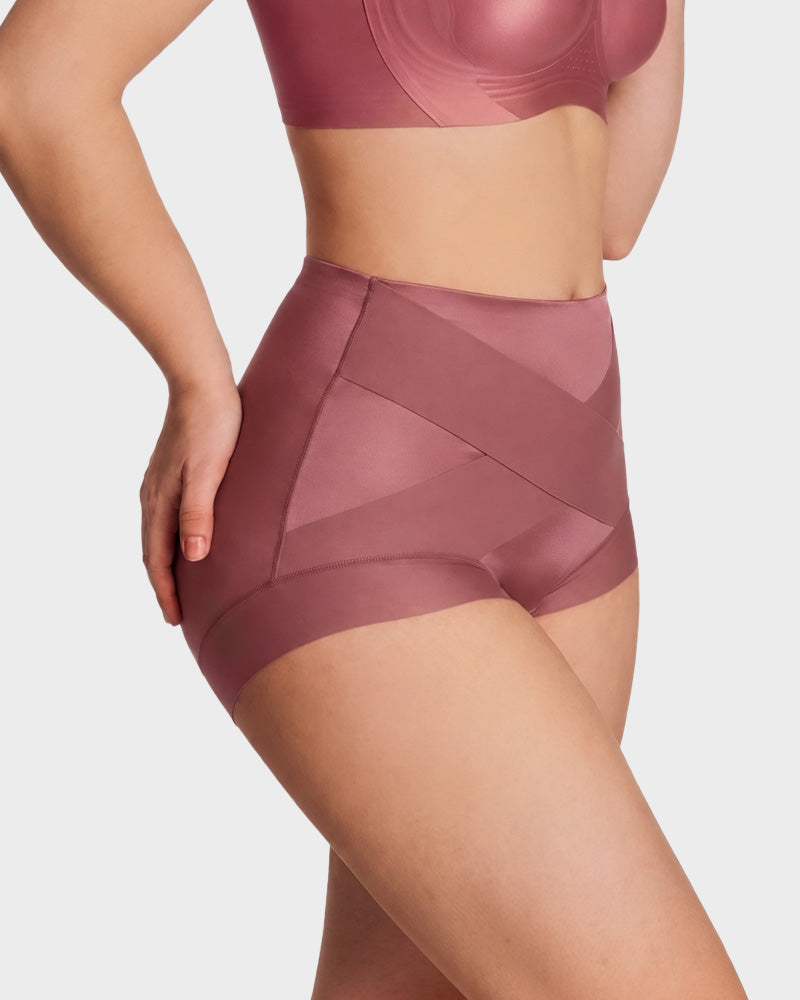 High-Waist Cross Compression Shaping Panties （6 Pack）