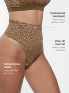 Mid-Waist Leopard Print Tummy Control Thong