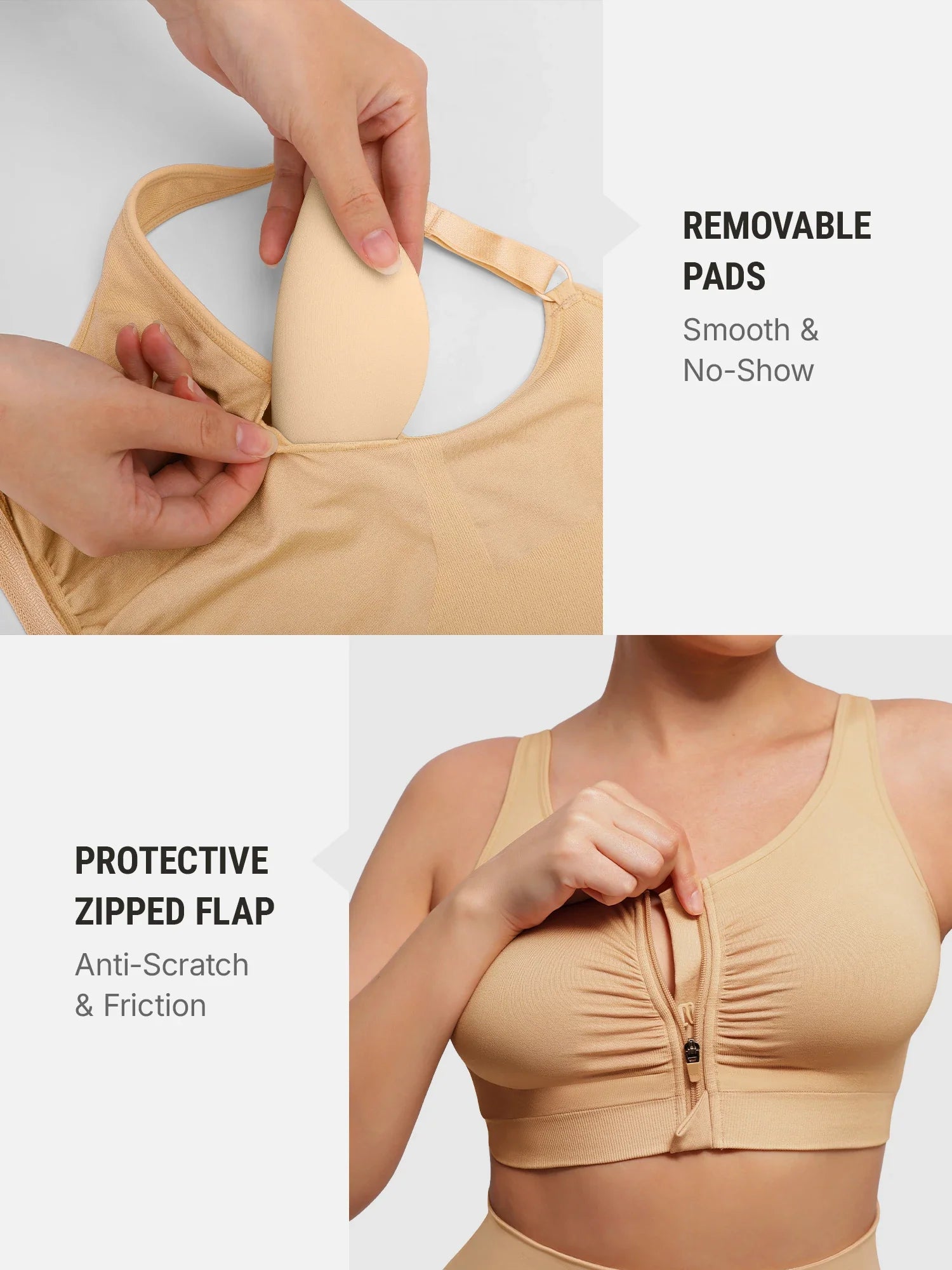 Seamless Front-Opening Zipper Bra