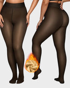 Semi-Transparent Single Seam Fleece Lined Tights