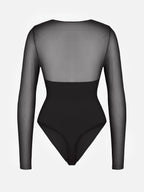 Mesh Panel V-Neck Bodysuit