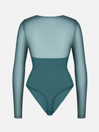 Mesh Panel V-Neck Bodysuit