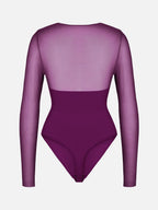 Mesh Panel V-Neck Bodysuit