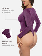 Shiny Swing Collar All In One Bodysuit