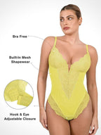 Shapewear Lace Deep V-Neck Sculpting Thong Bodysuit