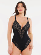 Shapewear Lace Deep V-Neck Sculpting Thong Bodysuit