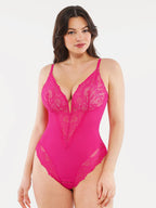 Shapewear Lace Deep V-Neck Sculpting Thong Bodysuit